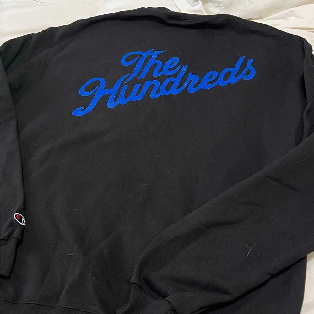 The Hundreds Black Sweatshirt with Blue Script Logo front and back size XL